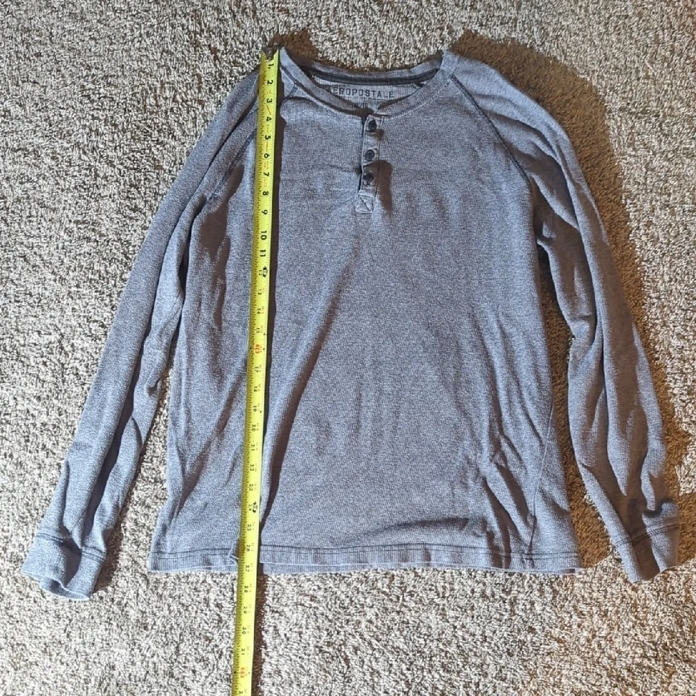 Gray Long Sleeve Henley Shirt